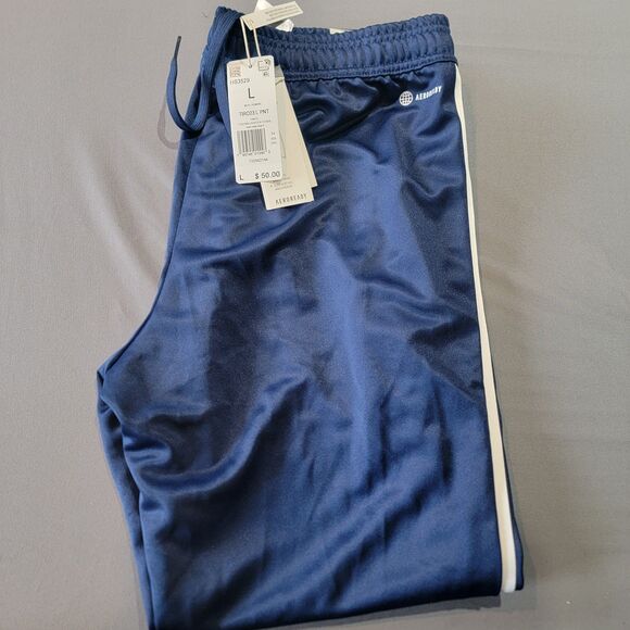 Adidas Men’s Track Training Pants 3 Stripe Tiro 23 BLUE Soccer Running L N.W.T - Picture 1 of 15